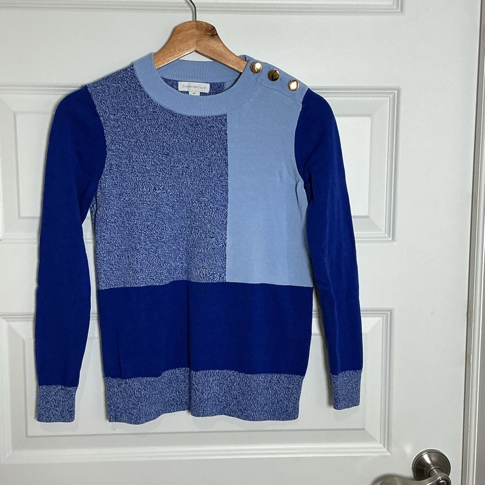 Charter Club Light Blue and Navy Sweater Size PP